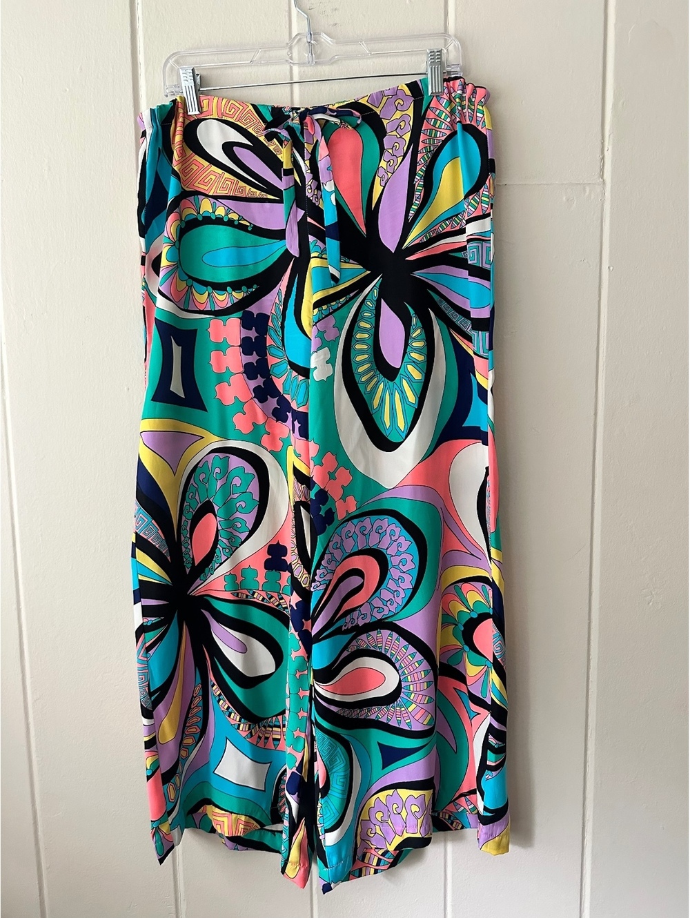 Alice & Trixie 100% Silk Wide Leg Palazzo Pants Retro Psychedelic Print Sz Small